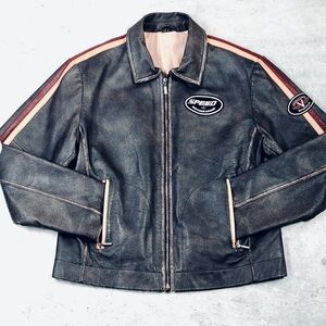 Angelo Litrico Vintage Leather Motorcycle Racing Jacket